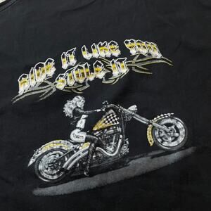 Ride it Like You Stole It Black Yellow Motorcycle Girl Tee Shirt‎ Short Sleeve